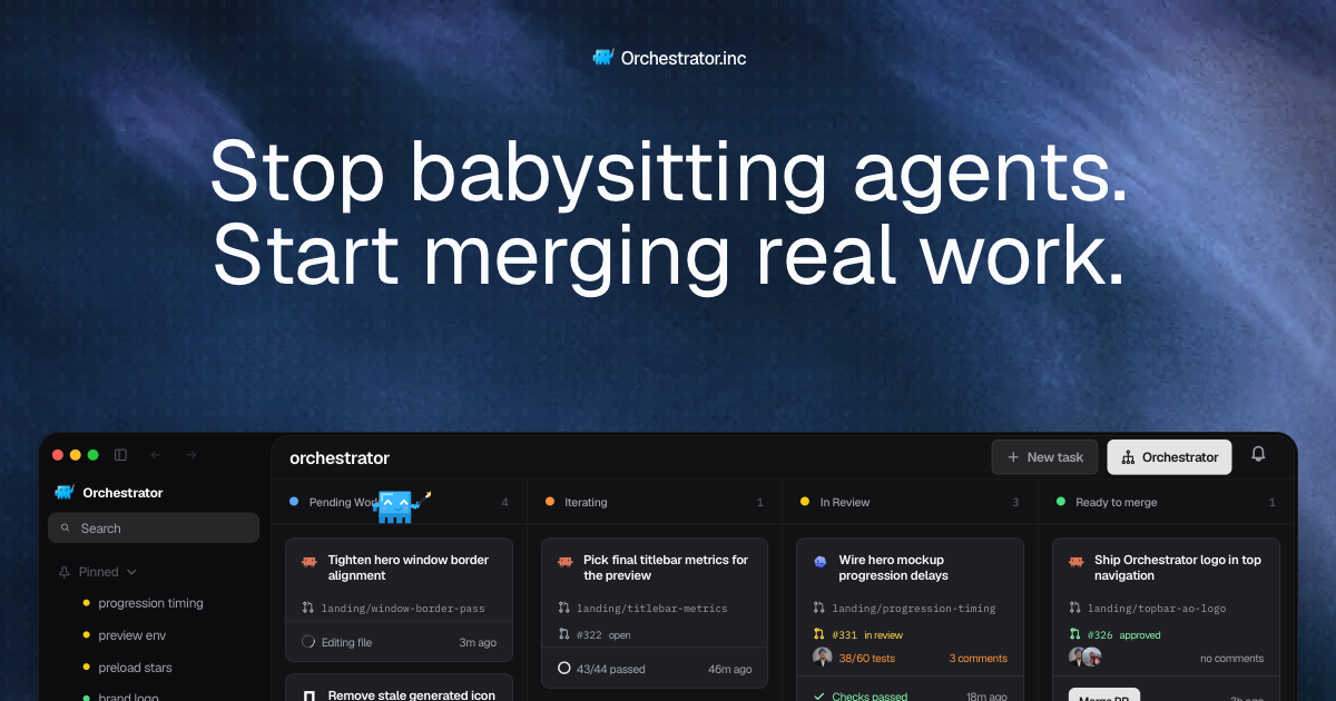 Orchestrator.inc — is a local desktop workspace for managing coding agents across a project.